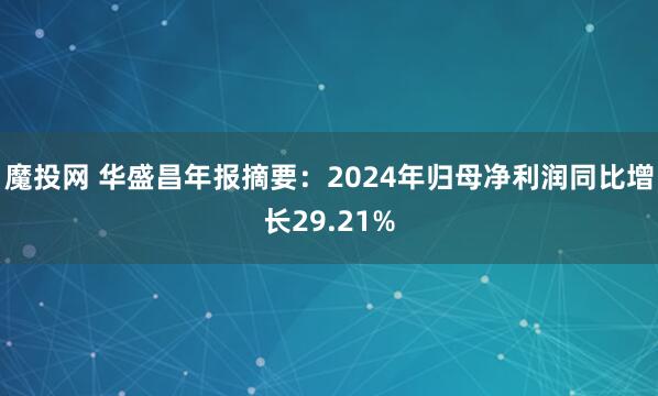 魔投网 华盛昌年报摘要:2024年归母净利润同比增长29.21%