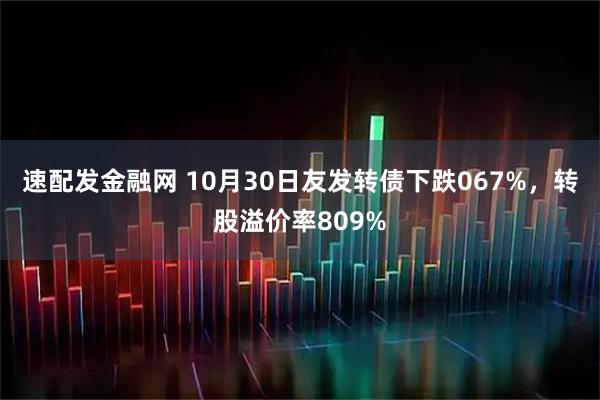 速配发金融网 10月30日友发转债下跌067%，转股溢价率809%